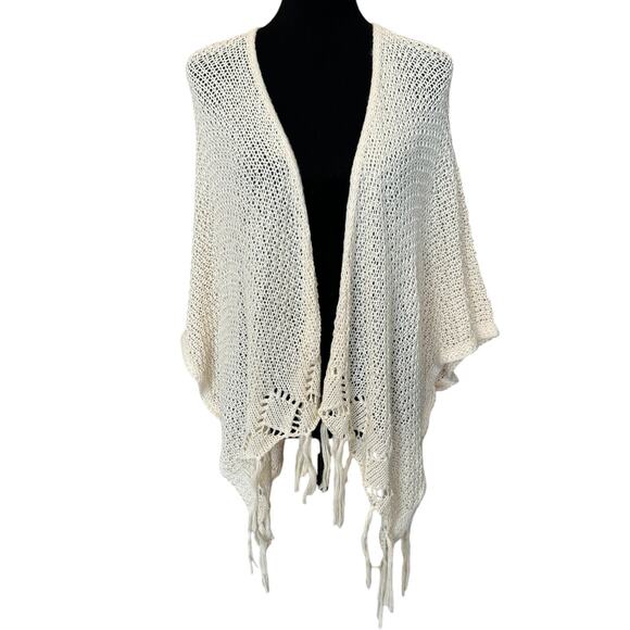* New ~ VINCE CAMUTO ~Women's Cream Open Front Dolman Fringe Sweater One Size - Picture 1 of 5